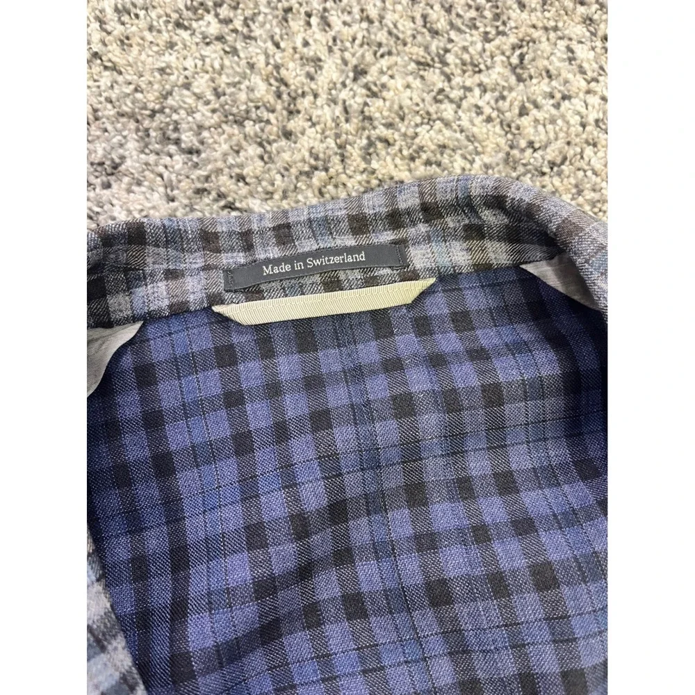 Ermenegildo Zegna DUO Blue Plaid Linen Silk Street Jacket Blazer Switzerland